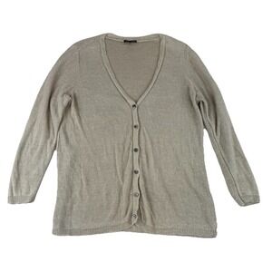 Eileen Fisher 100% Organic Linen‎ Cardigan Women's Size XL Lagenlook Sustainable
